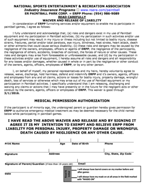 Paintball Waiver and Release of Liability