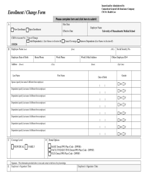 CIGNA HealthCare Enrollment Change Form