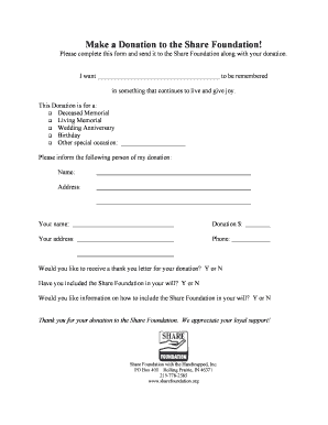 Donation Form for the Share Foundation