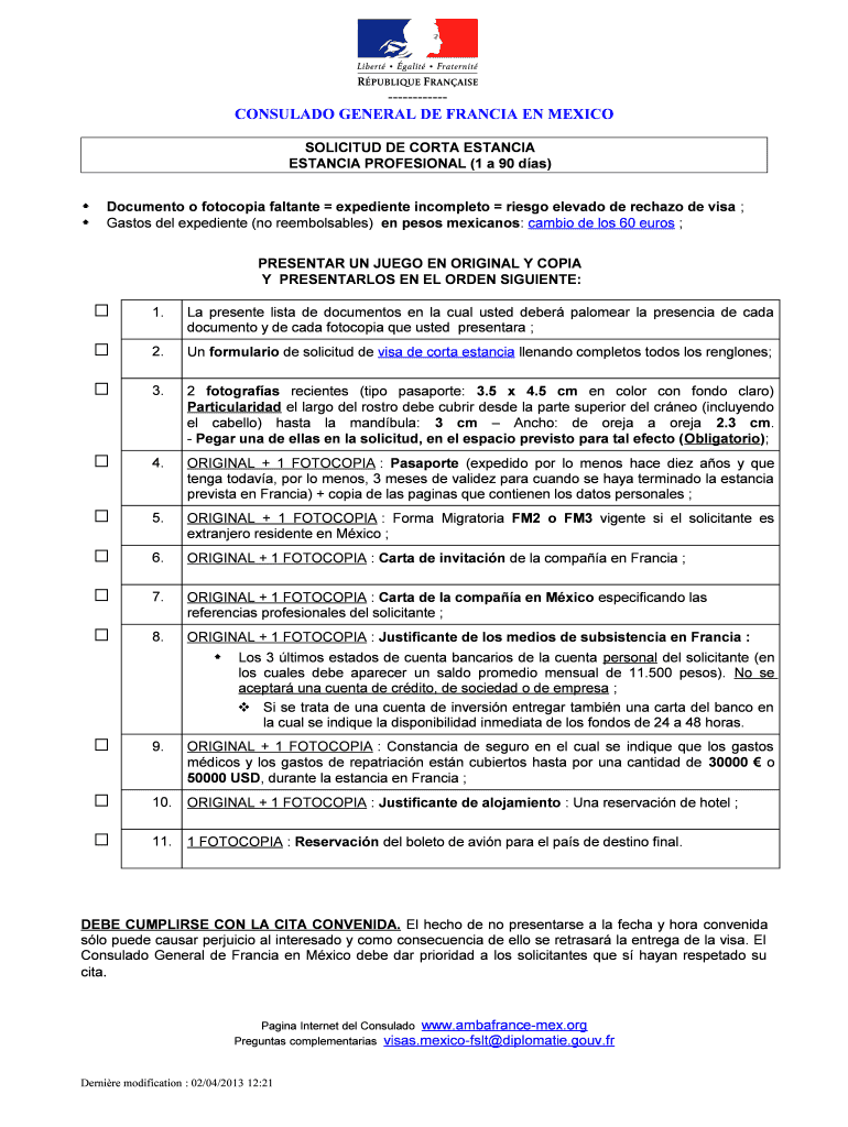 SOLICITUD DE CORTA ESTANCIA Vista previa en la página 1
