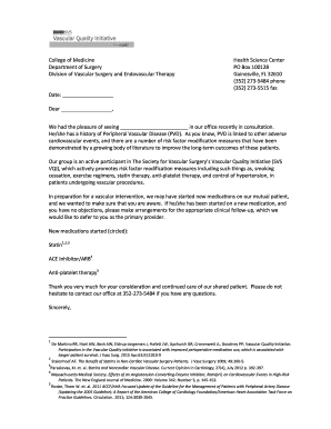 Vascular Surgery Patient Care Letter