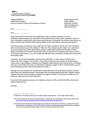 Simvastatin Medication Information Letter