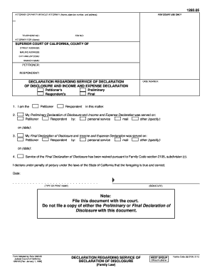 Declaration Regarding Service of Disclosure