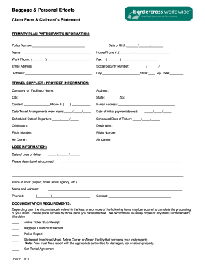 Baggage Claim Form