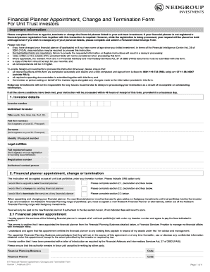 Financial Planner Appointment, Change and Termination Form