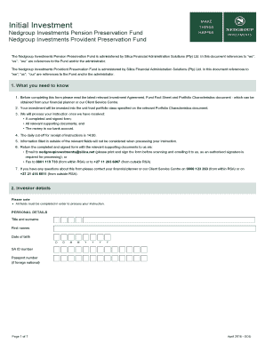 Nedgroup Investments Preservation Fund Application Form