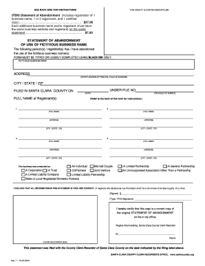 California Statement of Abandonment of Fictitious Business Name