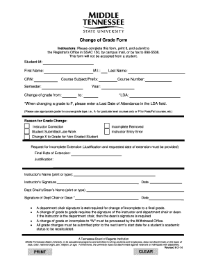 Change of Grade Form