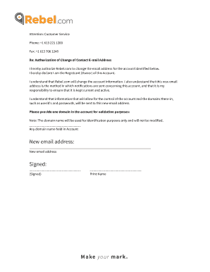 Authorization of Change of Contact Email Address