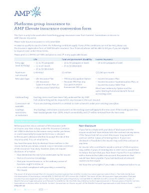 AMP Elevate Insurance Conversion Form