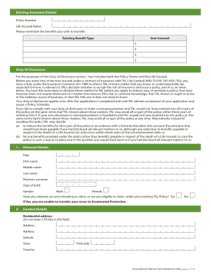 Accelerated Protection Transfer Form