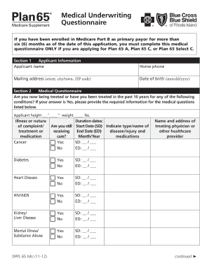 Medical Underwriting Questionnaire