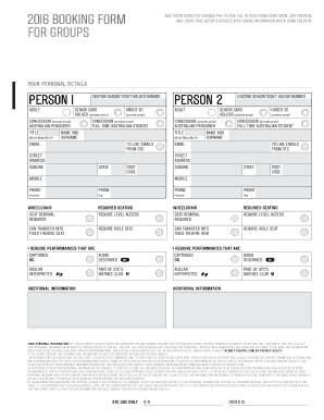 Sydney Theatre Company Season Ticket Booking Form