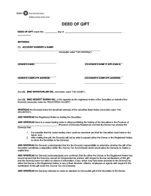 What is a deed of gift - bmo gift letter