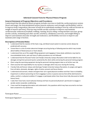 Informed Consent Form for Physical Fitness Program