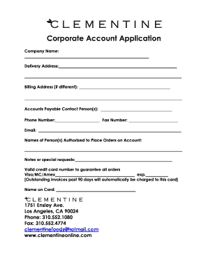 Corporate Account Application Form