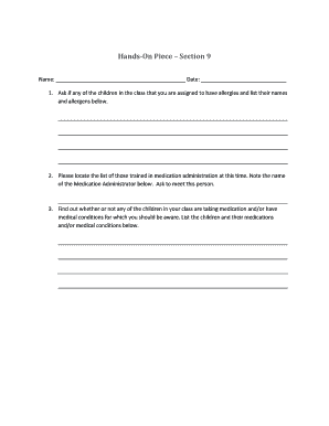 Classroom Allergy and Medication Form