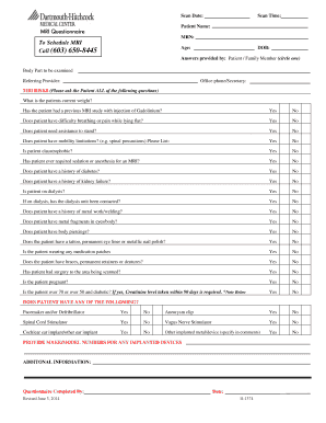 MRI Screening Questionnaire