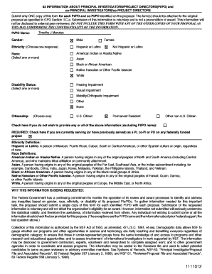 NSF Principal Investigator Information Form