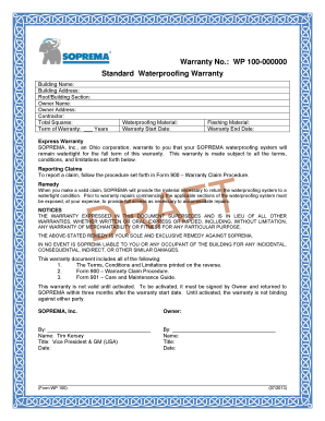 SOPREMA Waterproofing Warranty Form