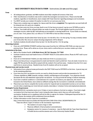 Rice University Health Data Form