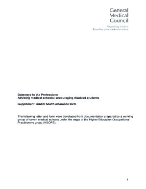 Medical Student Health Assessment Form