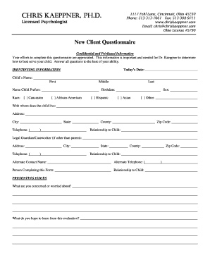 New Client Questionnaire