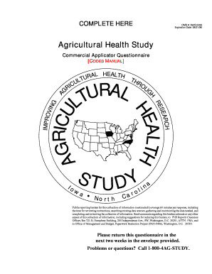 Agricultural Health Study Commercial Applicator Questionnaire