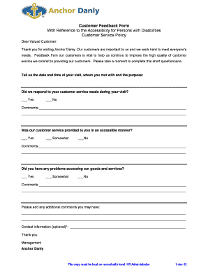 Customer Feedback Form