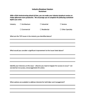 Industry Breakout Session Worksheet