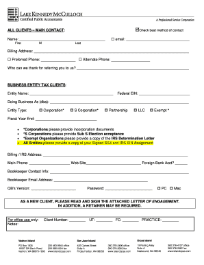 New Client Tax Information Form
