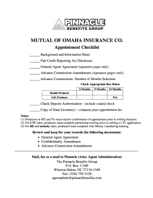 Mutual of Omaha Insurance Agent Appointment Checklist
