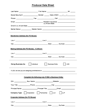 Producer Profile Form