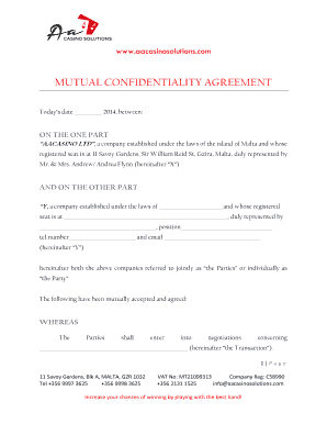 Mutual Confidentiality Agreement