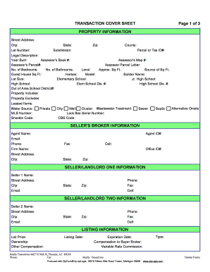 Real Estate Transaction Cover Sheet