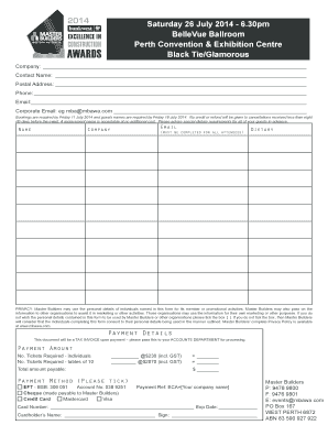 Master Builders Event Registration Form