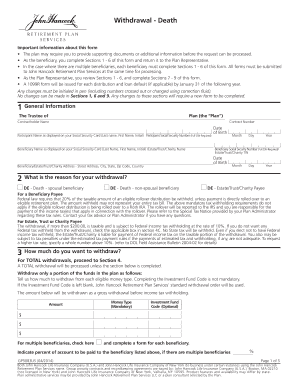 Retirement Plan Withdrawal Form - Death Beneficiary