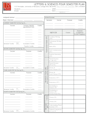 University of Maryland Four Semester Plan