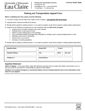 Parking and Transportation Appeal Form