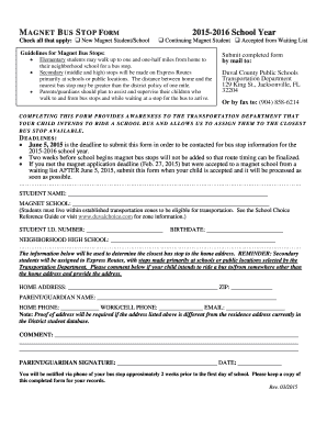 Magnet Bus Stop Form