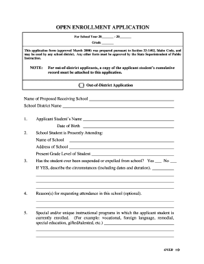 Idaho Out-of-District Open Enrollment Application