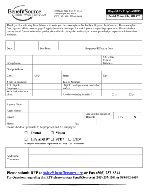 Request for Proposal (RFP) for Employee Benefits