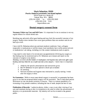 Dental Surgery Consent Form