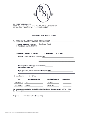 Builders Risk Application