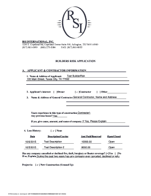 Builders Risk Application