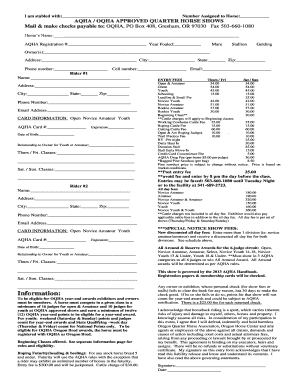 OQHA Quarter Horse Show Entry Form