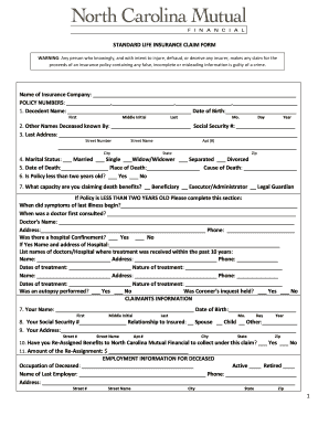 Standard Life Insurance Claim Form