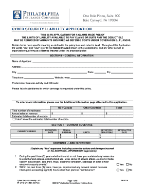 Cyber Security Liability Application
