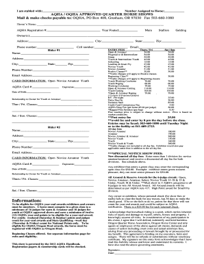 OQHA Quarter Horse Show Entry Form