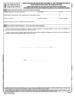 Declaration of No Prohibition for Subsidies Beneficiary